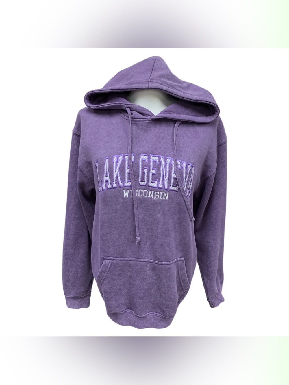 Lake Geneva Wisconsin Crewneck Hooded Sweatshirt - Purple Size S